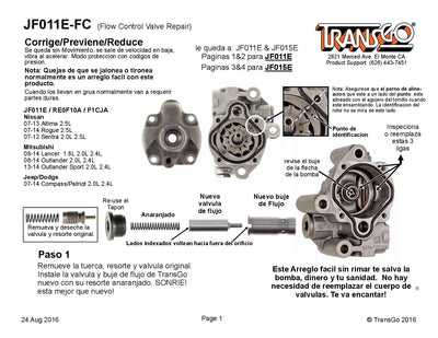 Válvula Control Flujo TransGo JF011E JF015E F1CJA