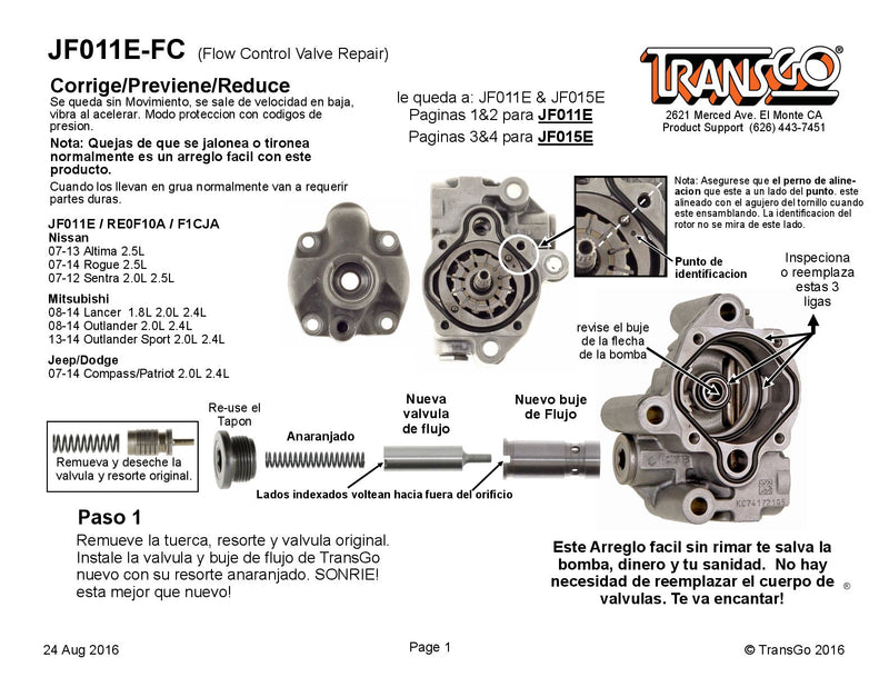 Válvula Control Flujo TransGo JF011E JF015E F1CJA