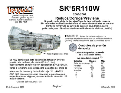 Transgo Shift Kit 5R110W