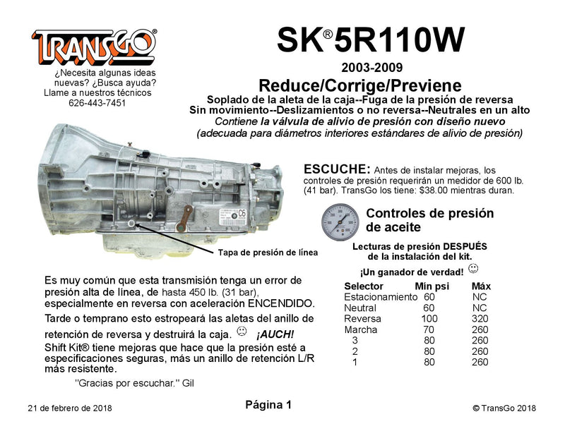 Transgo Shift Kit 5R110W