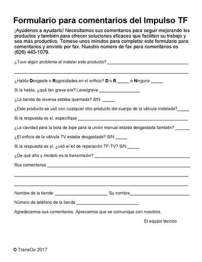 Transgo Kit Reparar Valvula Boost 48RE A500 A518 A618