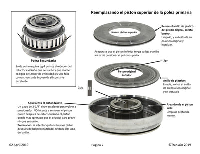 Transgo Piston Corregir Deslizamiento Banda 2007/UP JF015E