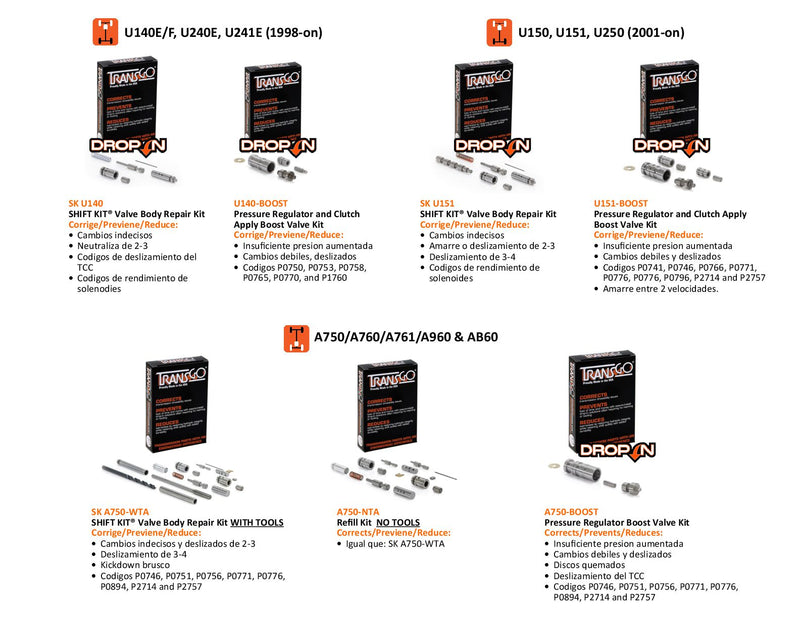 Transgo Acumulador Corrige Fugas U140 U240 U241 U150 U151 U250 A750 A760 A761 A960 AB60