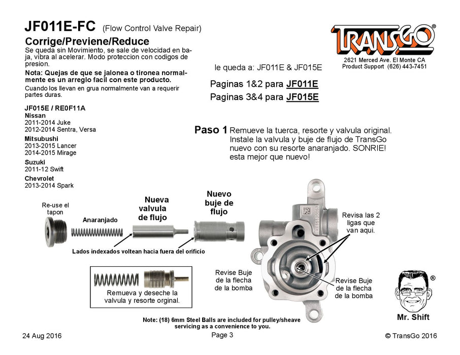 Valvula de Control de Flujo Dodge Jeep Mitsubishi Nissan Transgo Transmision Automatica JF011E JF015E F1CJA