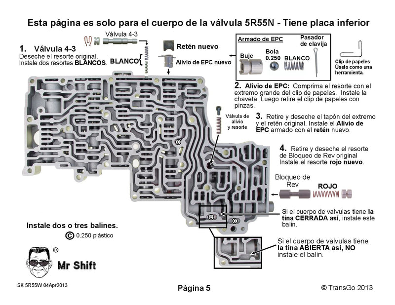 Shift Kit Transgo 5R55W 5R55S 5R55N