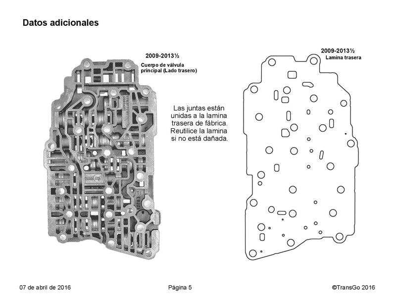 TRANSGO SHIFT KIT 2009/13 6F35 GEN 1