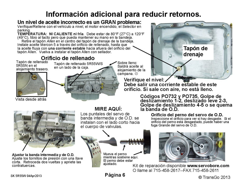 Shift Kit Transgo 5R55W 5R55S 5R55N