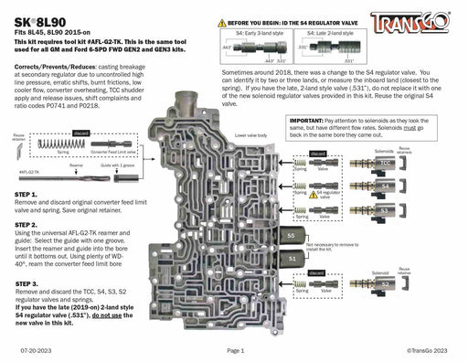 Transgo Shift Kit 2015/UP 8L45 8L90
