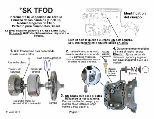 Transgo Shift Kit Gas y Diesel (no aplica para 48RE) 1998/03 A500 A518 A618